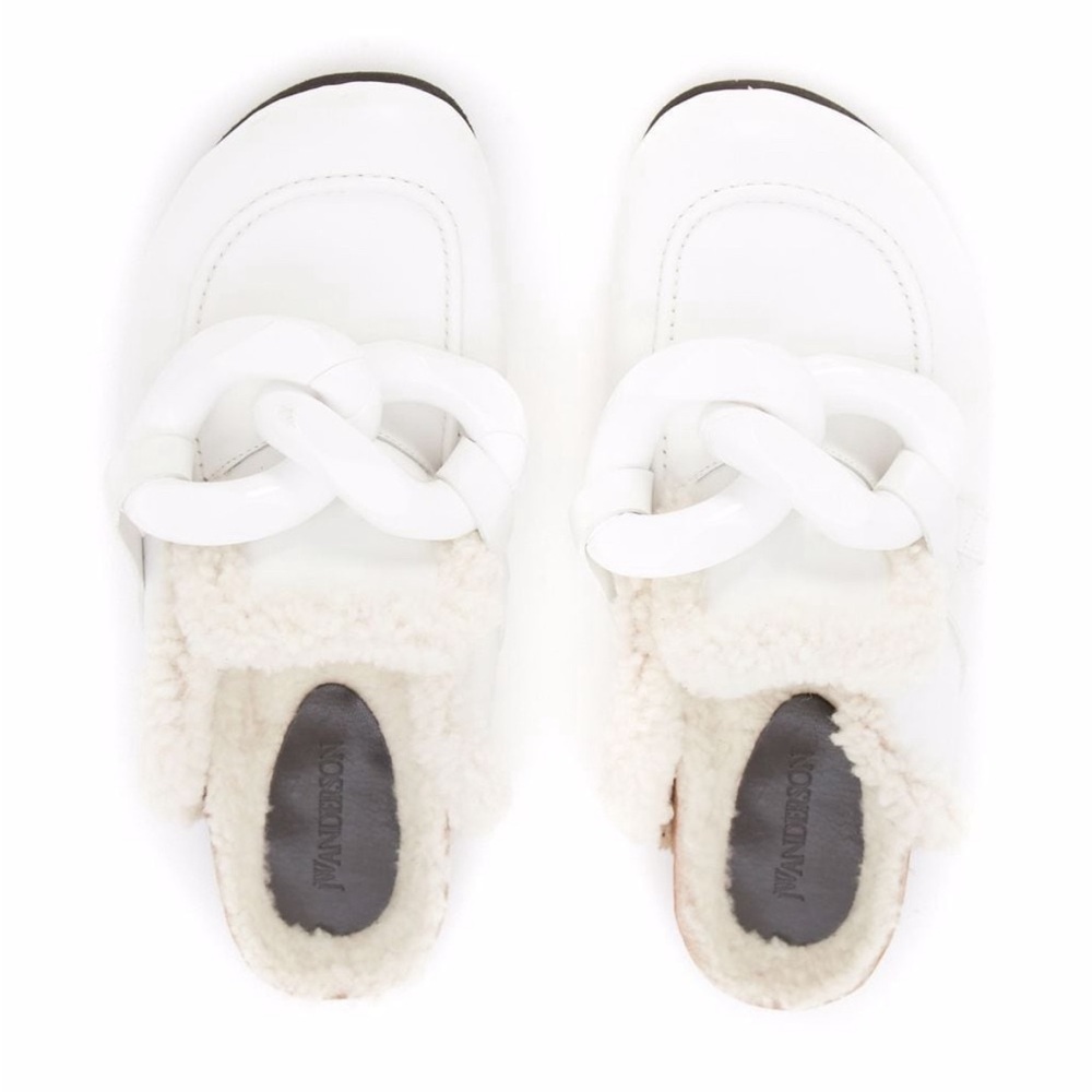 JW Anderson Chain shearling loafers mule
